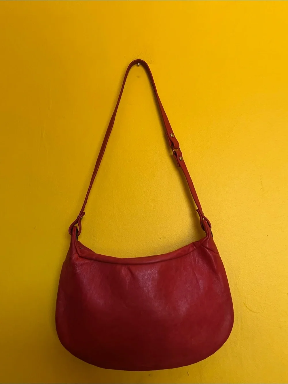 Vintage MARGOLM Red Leather Hobo Shoulder Bag